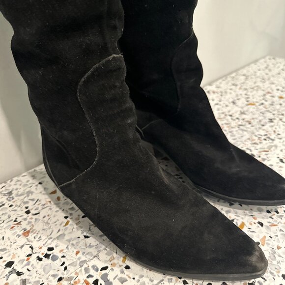 Vintage Black Suede Thigh High Riding Boots Size 6.5 Made in Spain Equestrian - Picture 7 of 7